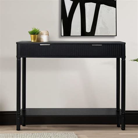 Black Slim Console Table With Drawers