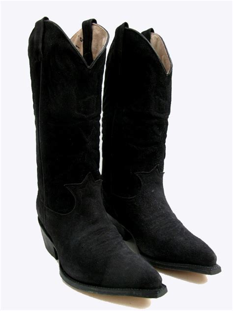 black suede cowboy boots men