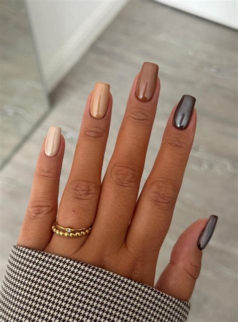 Black To Brown Gradient Nails