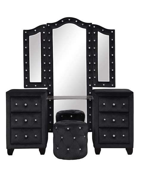 black tufted mirror