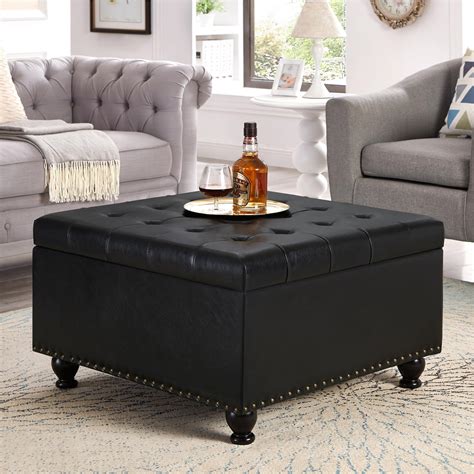 black tufted ottoman