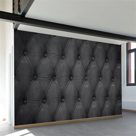 black tufted wall paneling