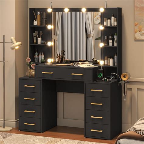 Black Vanity Mirror Desk