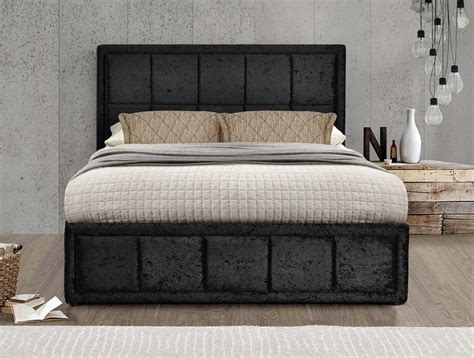 Black Velvet Ottoman Bed Frame