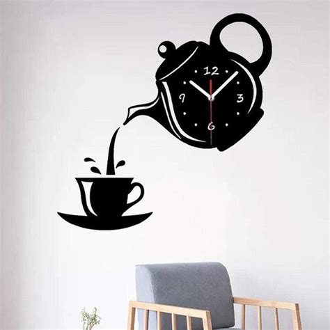 black wall tea cup clock