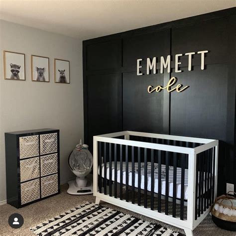 black white and gold baby nursery