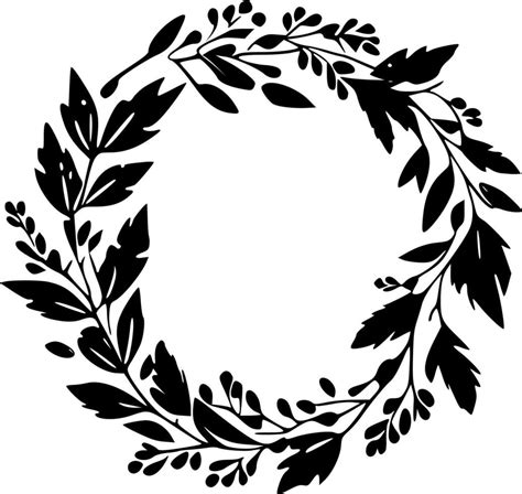 Black White Wreath Vector