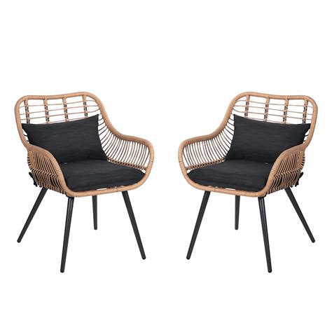 Black Wicker Chairs Set Of 2
