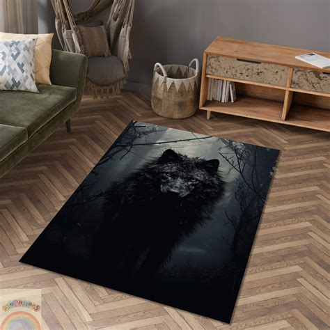 Black Wolf Rug