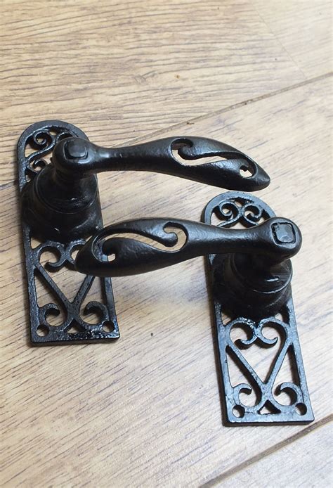 black wrought iron door handles