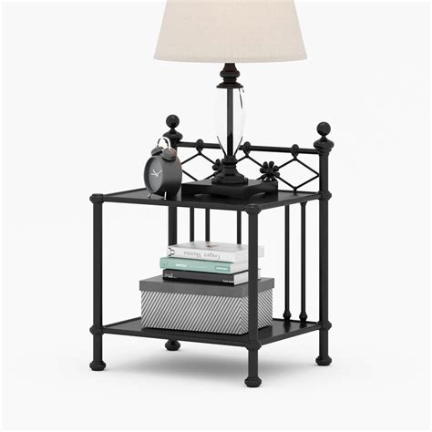 black wrought iron nightstand