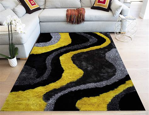 black yellow area rug