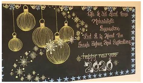 Happy New Year 2019 chalkboard sign hand lettering