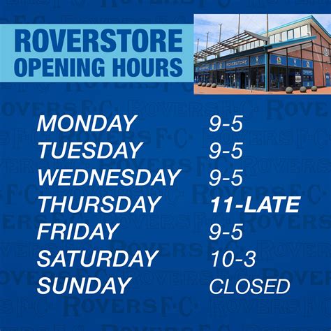 blackburn rovers store opening hours