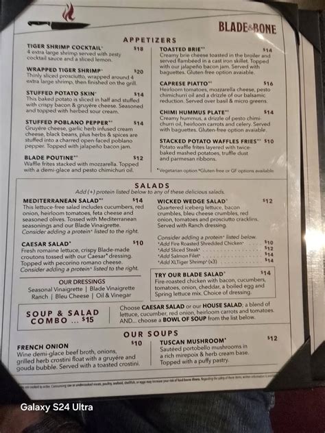 blade and bone menu