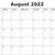 blank calendar template august 2022