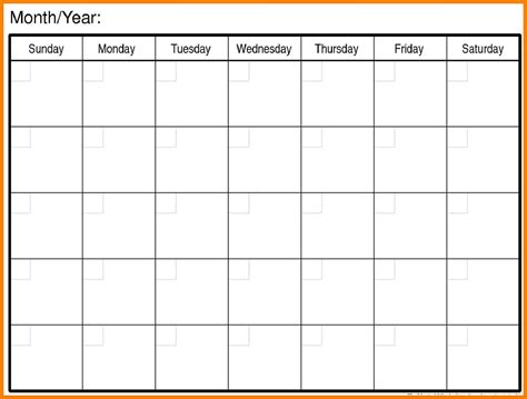 Blank Calendar Template For Word