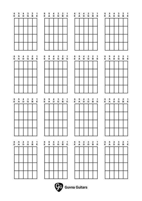 8 Best Images of Printable Guitar Boxes Blank Guitar Chord Sheets
