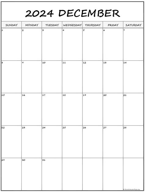 Blank December 2024 Calendar Editable