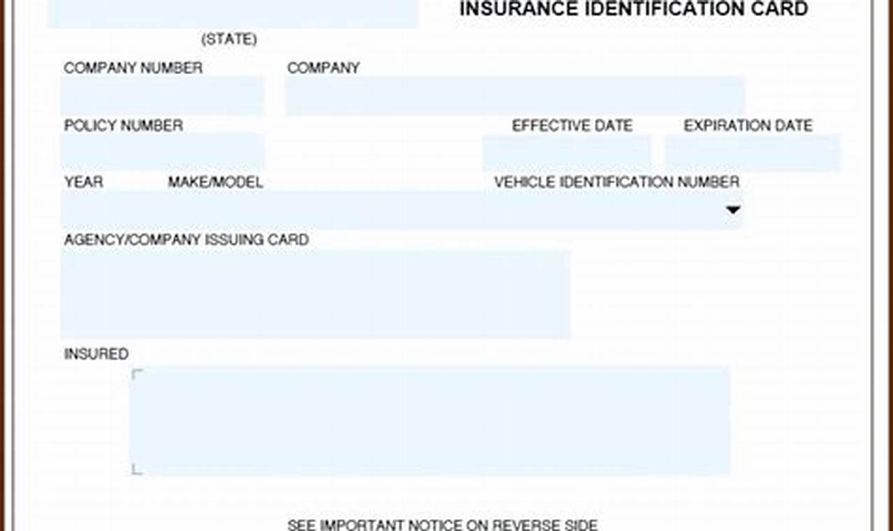 blank fillable fake car insurance card template