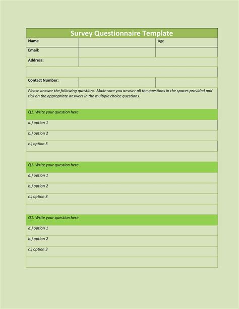 33 Free Questionnaire Templates (Word) Free Template Downloads