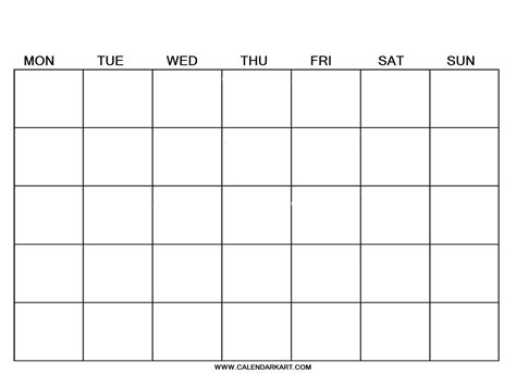Blank Calendar Templates