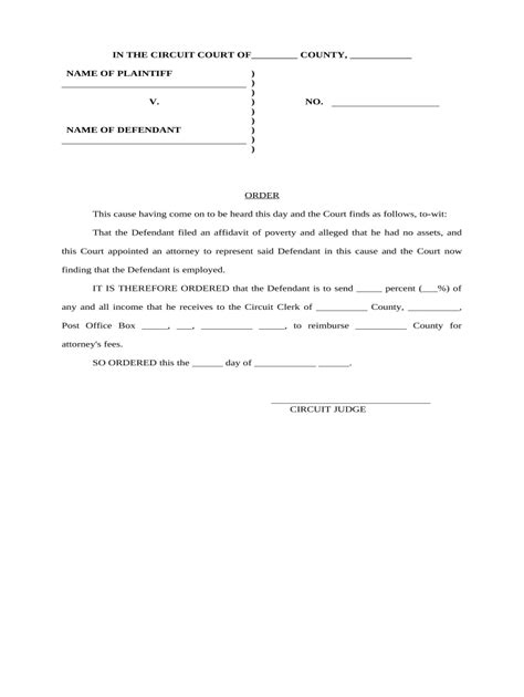 blank court order form template