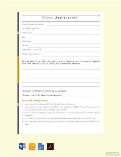 Blank Grant Application Template