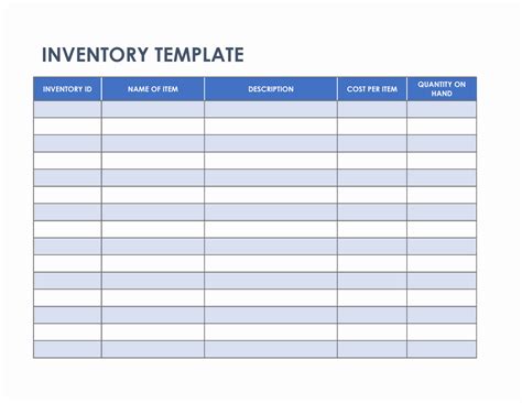 Blank Inventory Template Excel