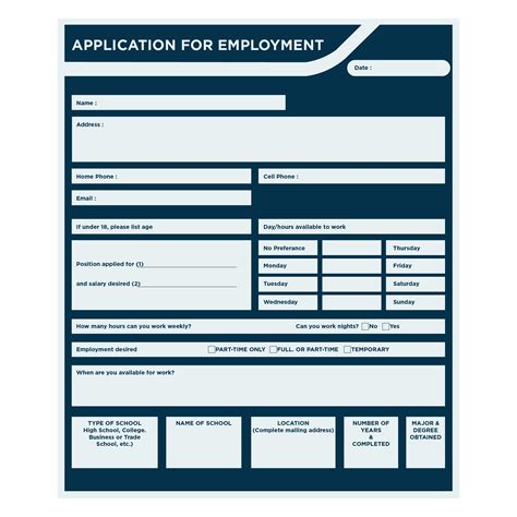 Blank Job Application Template Uk
