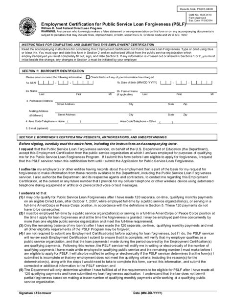 blank pslf form 2022