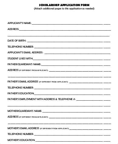 Blank Scholarship Application Template Ems