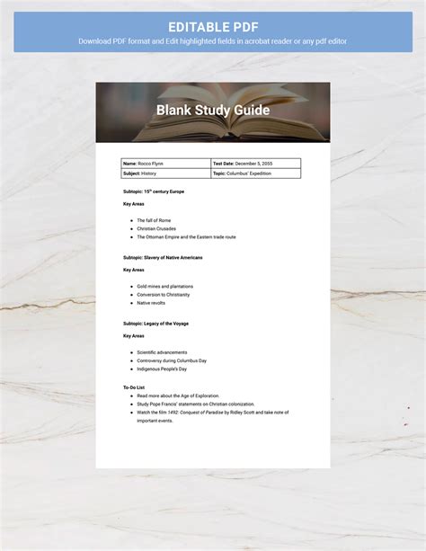Blank Study Guide Template