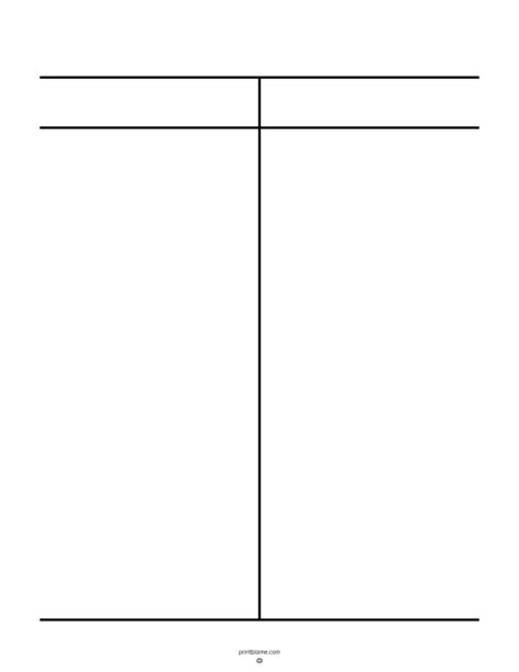 Blank T Chart With Lines Printable