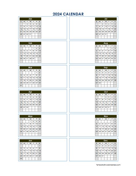 Blank Yearly Calendar