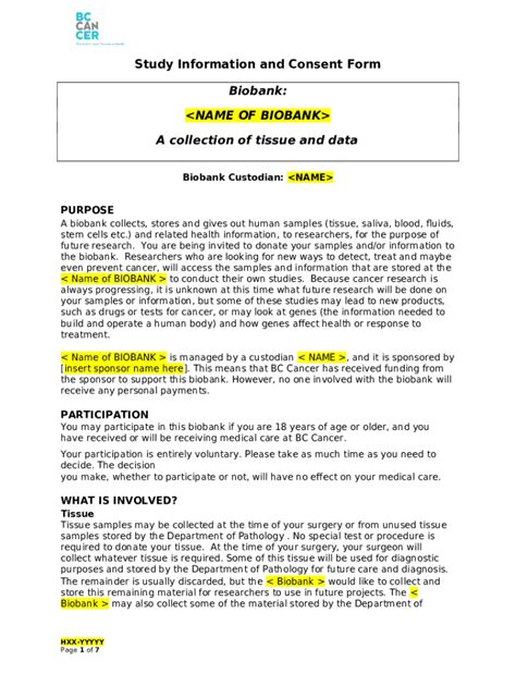 Blanket Consent Biobank