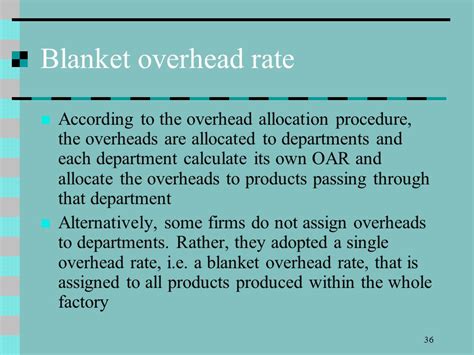 Blanket Overhead Rate Is Formula