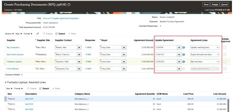Blanket Purchase Agreement Query In Oracle Fusion