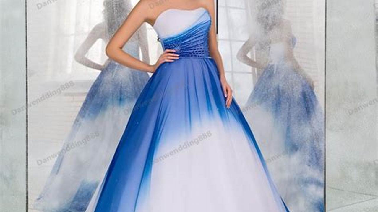Entdecke die Geheimnisse hinter dem bezaubernden blauen und weißen Hochzeitskleid