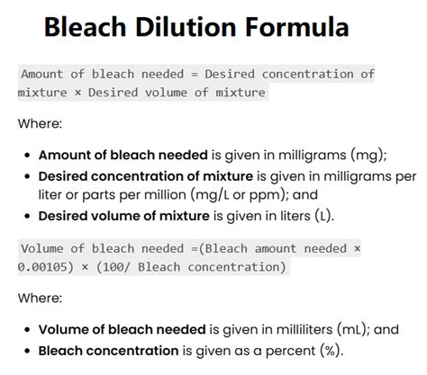 Bleach Dilution Calculator