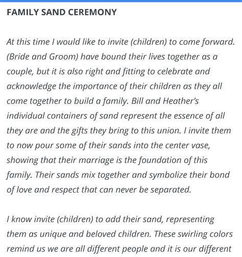 Blended family vows … Blended family wedding ceremony, Sand ceremony