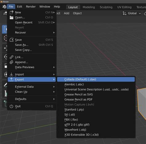 blender export file types
