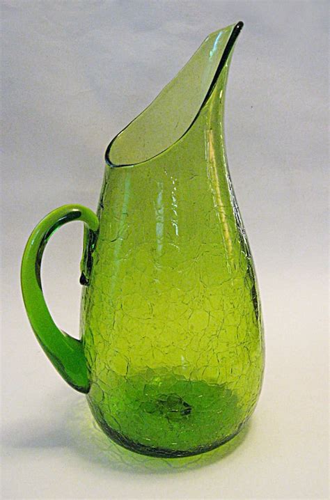 blenko crackle glass pitcher