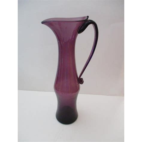 blenko glass pitcher purple