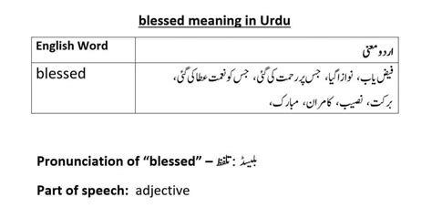 blessed meaning in urdu with example