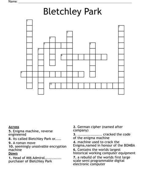 Bletchley Park Cipher Machine Crossword