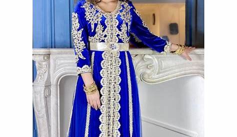 Bleu Petrole Caftan Marocain Haute Couture 2020 Vente Privée Fin D