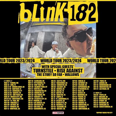 blink 182 tour dates australia