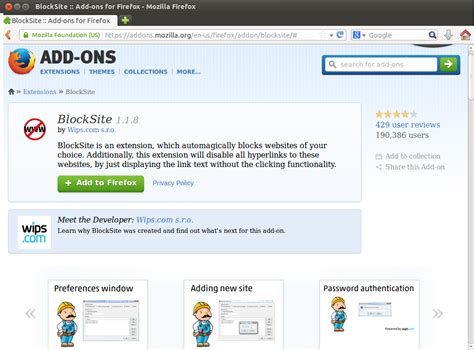 Block Site Mozilla Addon