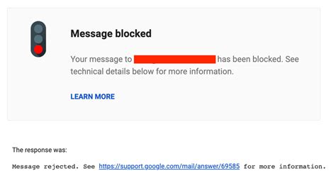 Blocked Email Response Example